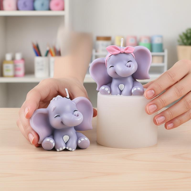 Soap Making Name - Niedliche 3D-Elefanten-Silikonform für Kerzen, Leicht zu