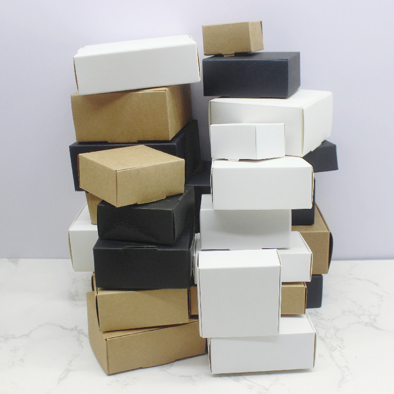 Kraft Soap Label - Multi Size 10 Stück quadratische weiße/Kraft/schwarze