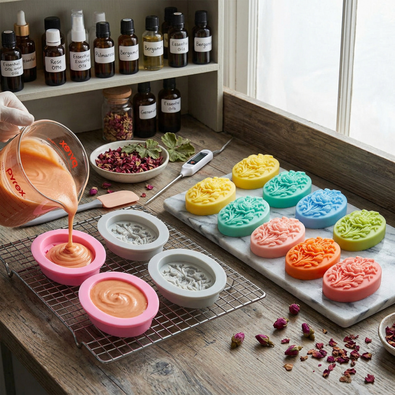 4 Silikonformen in Blumenform, – Soap Making Name Bewertung und Preis