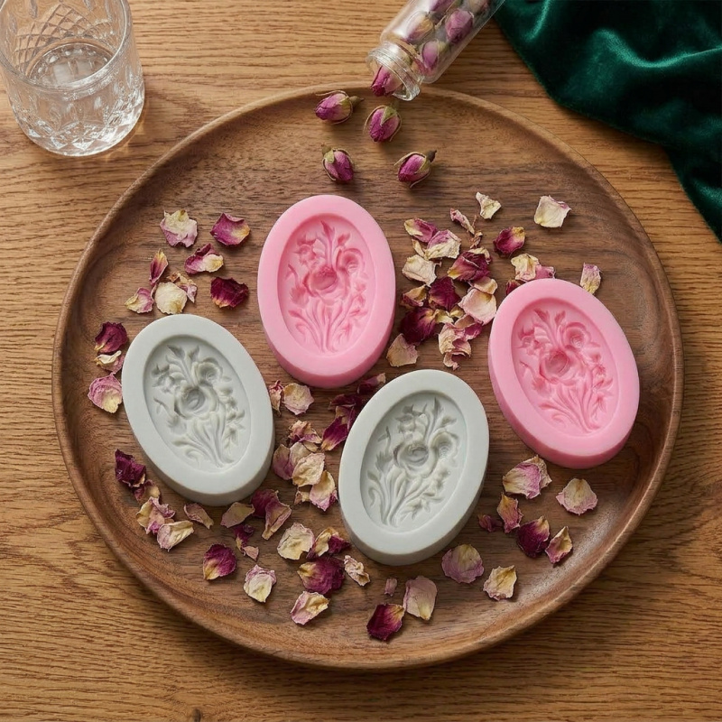4 Silikonformen in Blumenform, – Soap Making Name Bewertung und Preis